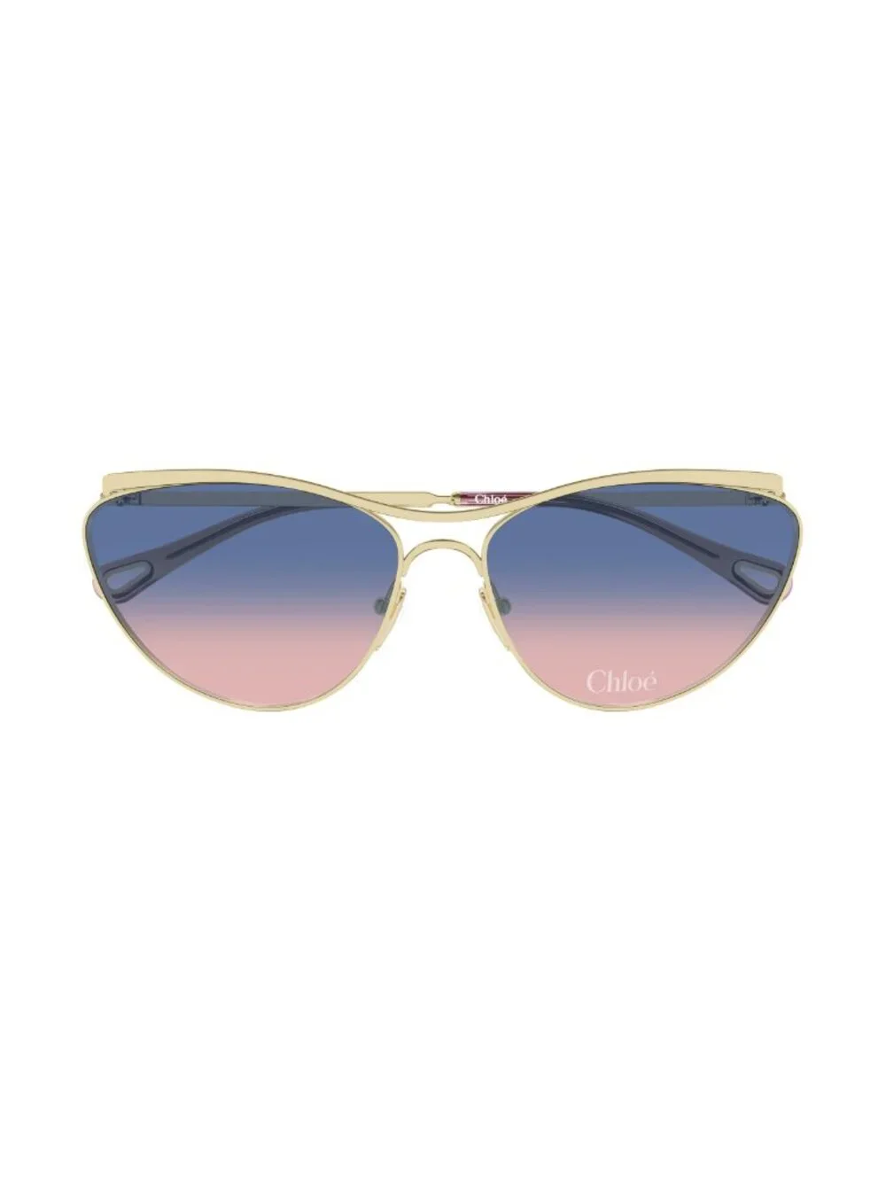 New Chloé Women's Sunglasses Gold Blue Lens Metal Frame CH0386S 001 62